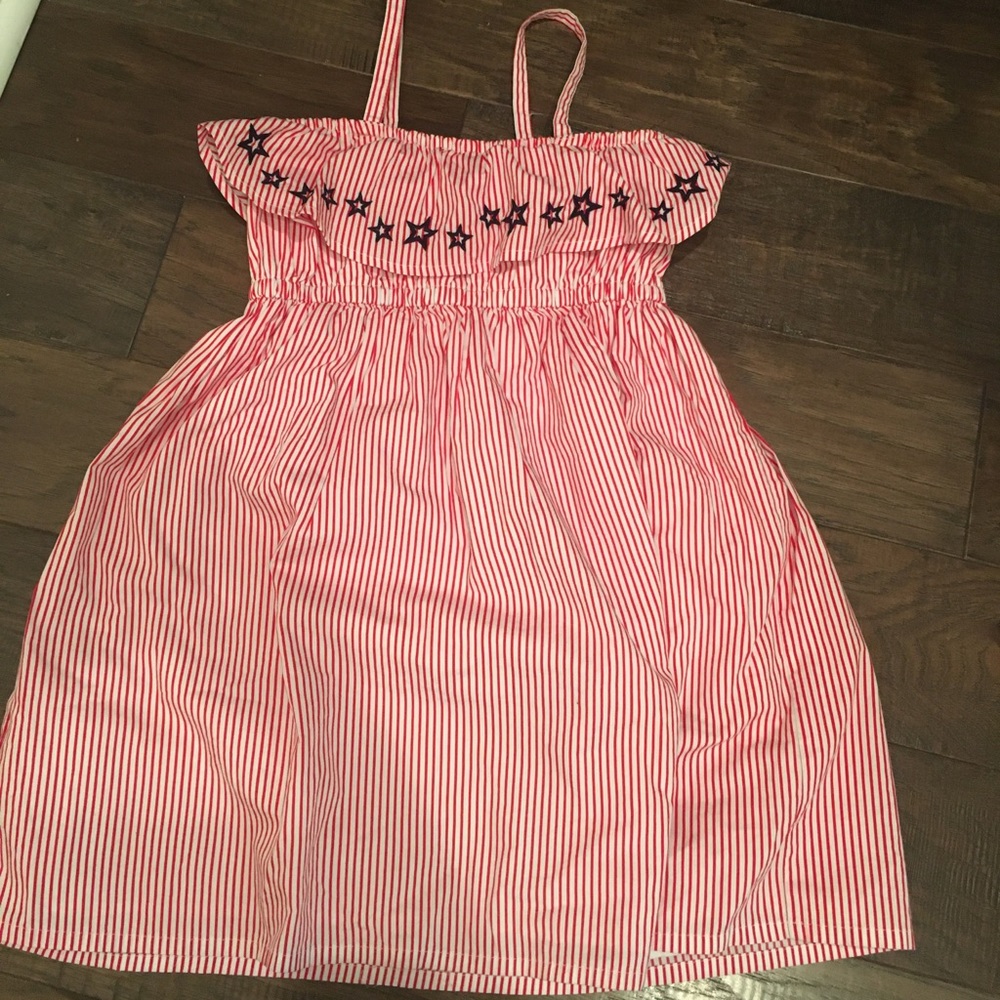 Gymboree red stripped & blue stars dress size 10